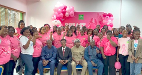 Morgan Ayawine (middle), General Secretary of ICU-Ghana, together with other dignitaries and participants during the event