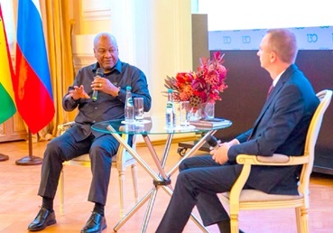 President John Dramani Mahama (left) speaking at the event
