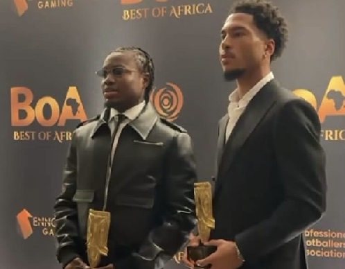 Abdul Fatawu Issahaku (left) has received the Community Impact Award at the 2026 Best of Africa Awards