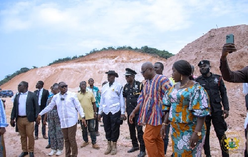 Mrs Elizabeth OfosuAgyare, Trade Minister inspects site for Cape Coast Garment Factory