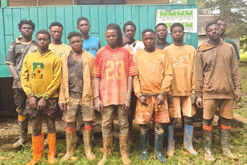 The 12 illegal miners arrested at the Atewa Range Forest Reserve