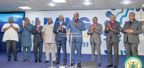 Mahama Ayariga, Minister of Local Government, Chieftaincy and Religious Affairs, with some executive of the Christian Council of Ghana during the 2nd Ecumenical Convention