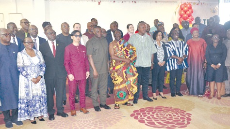 Togbe Tepre Hodo IV (middle), President of Volta Region House of Chiefs, and other dignitaries and participants