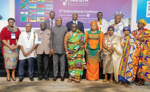 Clement Abas Apak (4th from left), Deputy Minister of Education, with Dr Saajida Shiraz (4th from right), CEO, Student Loan Trust Fund; Nii Kojo Ashirifi Papanyira I (middle), Noryaa Mantse of the Ga State; Dr John Machayi (3rd from left), President and CEO, Association of African Higher Education Financing Agency, and some dignitaries at the conference. Picture: ELVIS NII NOI DOWUONA Clement Abas Apak (4th from left), Deputy Minister of Education, with Dr Saajida Shiraz (4th from right), CEO, Student Loan Trust Fund; Nii Kojo Ashirifi Papanyira I (middle), Noryaa Mantse of the Ga State; Dr John Machayi (3rd from left), President and CEO, Association of African Higher Education Financing Agency, and some dignitaries at the conference. Picture: ELVIS NII NOI DOWUONA 