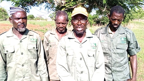 Albert Abaka (middle), YAP Supervisor for Zanlerigu zone, with other YAP personnel