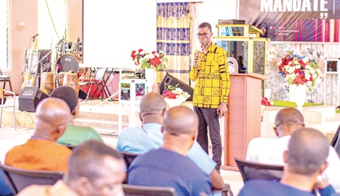 Edward Nyamekye, the Senior Manager of Partnership, CIGH, addressing the participants