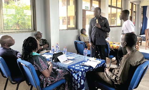Albert Ampofo Krampah (arrowed), facilitator from the AAK Marriage Foundation, addressing the participants