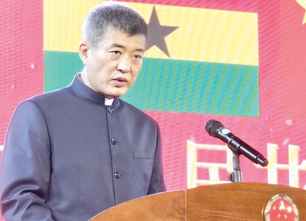 Cong Song, Chinese Ambassador to Ghana, speaking at the reception celebrating the 77th anniversary of the founding of the People’s Republic of China