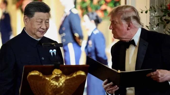 Trump and Xi attend a dinner at the White House