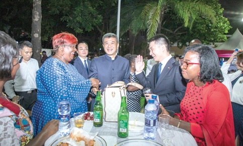 Cong Song, Chinese Ambassador to Ghana, interacting with some guests at the reception Cong Song, Chinese Ambassador to Ghana, interacting with some guests at the reception