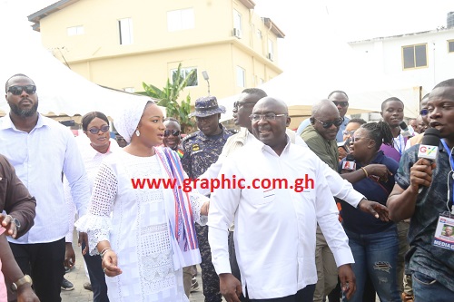 Dr Bawumia was in the company of his wife, Samira Bawumia when he went to vote
