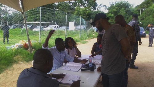 Voters at the Tema Central Constituency going through the voting process Voters at the Tema Central Constituency going through the voting process