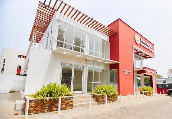 One of the buildings built with shipping containers