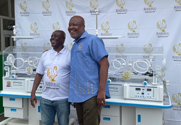 Mr. Kwami Sefa Kayi, the Founder and Chief Executive Officer of Kokrokoo Charities Foundation with Mr. Richard Quansah, owner of R&B Farms and Richie Plantations Limited Mr. Kwami Sefa Kayi, the Founder and Chief Executive Officer of Kokrokoo Charities Foundation with Mr. Richard Quansah, owner of R&B Farms and Richie Plantations Limited