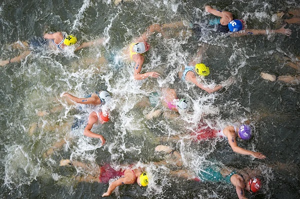 Australia's Natalie Van Coevorden, centre, competes in the swim leg of the women's individual triathlon competition at the 2024 Paris Summer Olympics (Credit: AP) Australia's Natalie Van Coevorden, centre, competes in the swim leg of the women's individual triathlon competition at the 2024 Paris Summer Olympics (Credit: AP)
