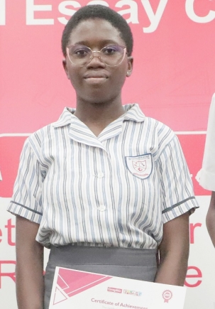 Michelle Naa Ansaah Addy of the Southbridge Montessori School in Accra who took the 2nd position displaying her award. Michelle Naa Ansaah Addy of the Southbridge Montessori School in Accra who took the 2nd position displaying her award.