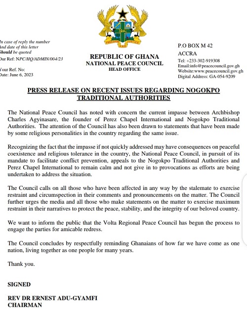 Peace Council's statement