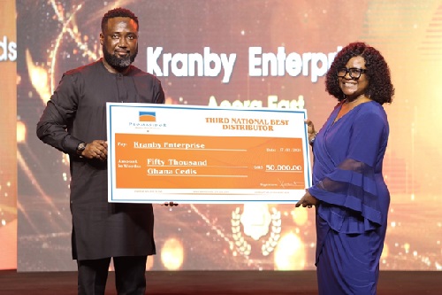 National Best Distributor- 3RD. Position, Kranby Enterprise receives prize from Commercial Director, Mr. Abiodun Ayodeji. National Best Distributor- 3RD. Position, Kranby Enterprise receives prize from Commercial Director, Mr. Abiodun Ayodeji.