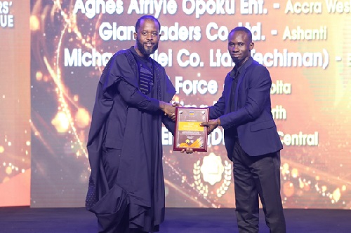 Accra East based Tonifel Enterprise receiving award for Best Cowbell VitaRich/Premium Distributor
