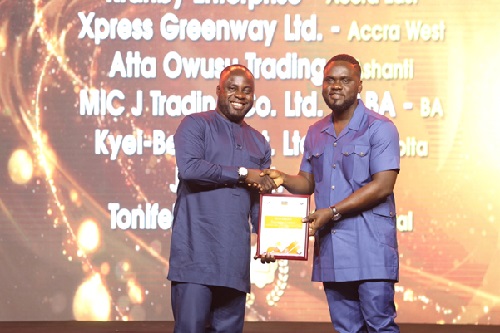 East Volta based, Kyei-Bekind receiving award for 2nd Best Cowbell Coffee Distributor