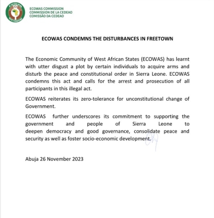 ECOWAS statement on Sierra Leone