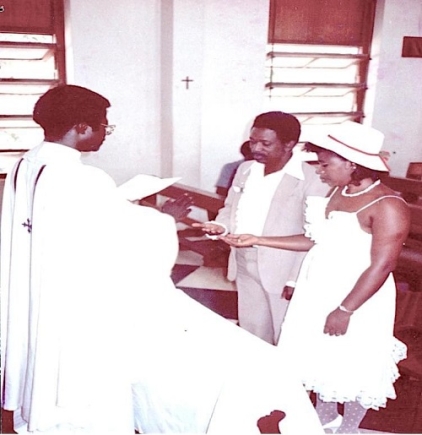 1986 church wedding at Sarbah Hall with Father Osei Bonsu, now Archbishop