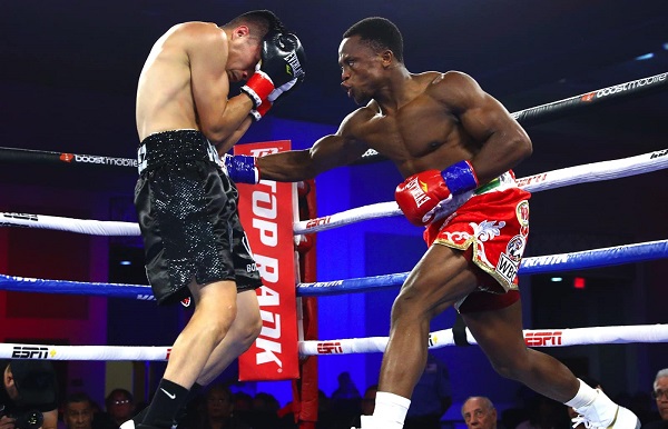 Isaac Dogboe in action against Joet Gonzalez