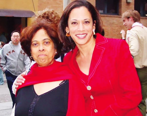 Vice-President Kamala Harris and her mother, Shyamala Gopalan (left)
