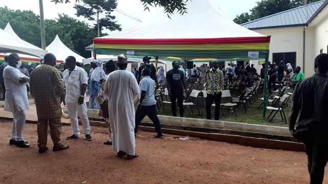 A scene outside the voting hall during the confusion A scene outside the voting hall during the confusion