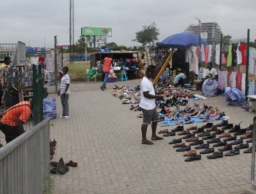 An example of how hawkers have taken over some pedestrian walkways in Accra