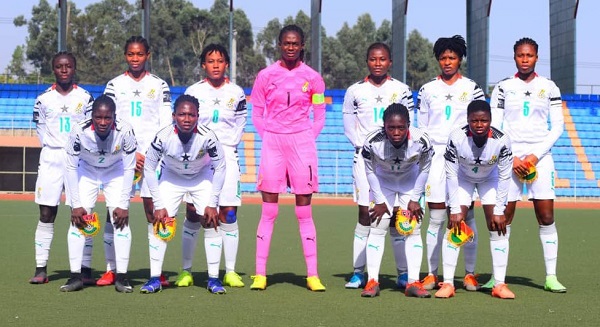 Ghana's Suzzy Dede Teye beats her her Ethiopian marker to the ball in last Sunday's clash