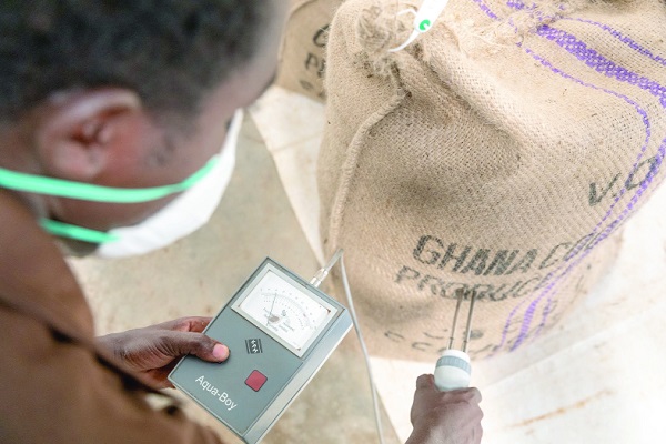Details of the cocoa beans are recorded in a standardised management system before they are transferred to central warehouses