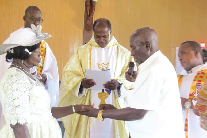 Their fifth son, Father Moses Kabenla Arthur officiated the renewal of vows Their fifth son, Father Moses Kabenla Arthur officiated the renewal of vows