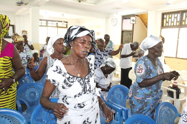 Some members of the church during the spontaneous prayer session. Pictures: PATRICK DICKSON