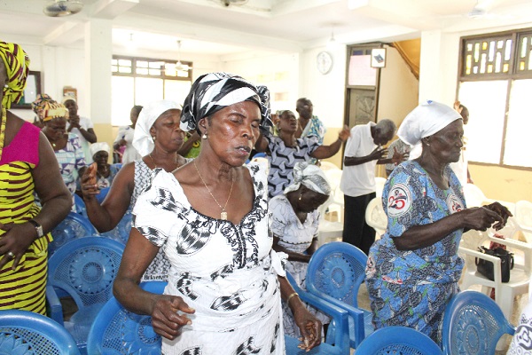 Some members of the church during the spontaneous prayer session. Pictures: PATRICK DICKSON Some members of the church during the spontaneous prayer session. Pictures: PATRICK DICKSON