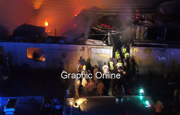 A drone photo of the Odorna Market on fire Wednesday, January 16 as captured by Douglas Anane Frimpong, Photo Editor at GCGL