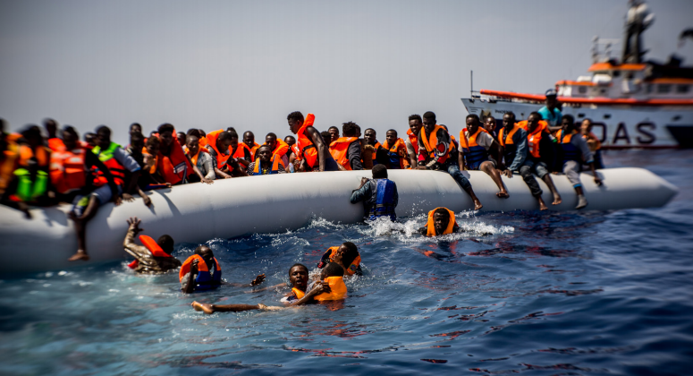 Search and rescue operation in the Central Mediterranean (credit: IOM) 
