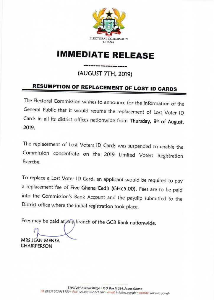 EC resumes replacement of voter ID cards today