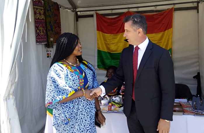 Ms Vivian Asempapa,a Minister at the Ghana High Commission in Australia interacting, Mr Paul Papalia Ms Vivian Asempapa,a Minister at the Ghana High Commission in Australia interacting, Mr Paul Papalia