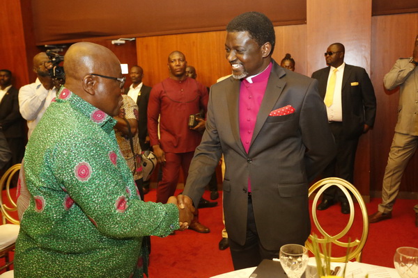 President Akufo-Addo interacting with Bishop Agyin Asare, Founder of Perez Chapel International at the ceremony