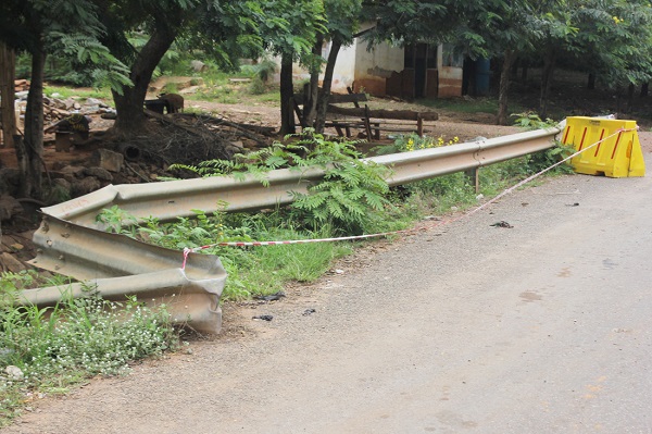 Crash barriers damaged by vehicles 
