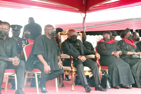 President  Nana Addo Dankwa Akufo-Addo (3rd from left), Vice President Dr Mahamudu Bawumia, Akosua Frema Osei-Opare, Chief of Staff  and Dr Yaw Osei Adutwum, Minister of Education at the funeral. Pictures: BENEDICT OBUOBI 