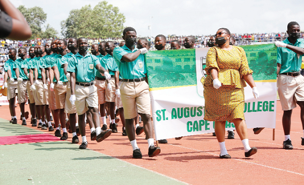 Some students from the St Augustine’s College marching at the event Some students from the St Augustine’s College marching at the event