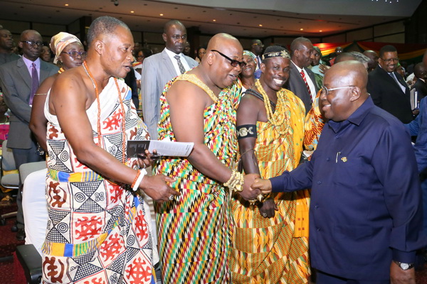 President Akufo-Addo exchanging pleasantries with guess after the ceremony in Accra. Picture by Samuel Tei Adano.JPG