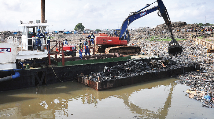A dredging machine at work at the Korle Lagoon A dredging machine at work at the Korle Lagoon