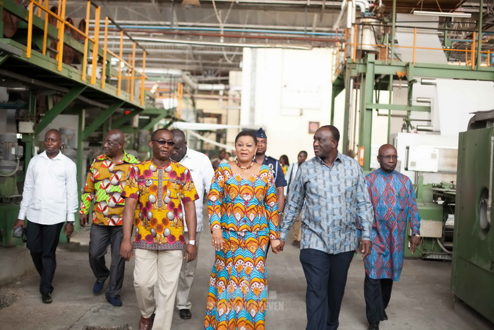 Dr  Joyce Aryee  Mr  Alan Kyeremanteng and other special guests on a factory tour  1 