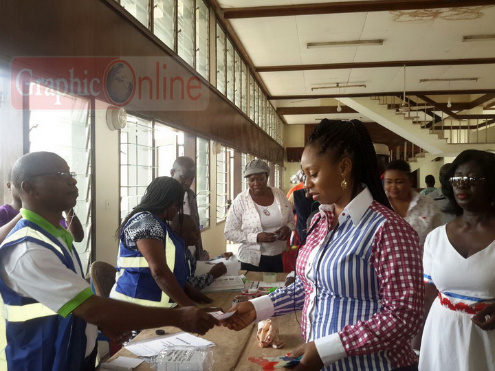 Incumbent MP Adowa Sarfo taking the ballot paper to cast her vote at the Dome Kawbenya Constituency Incumbent MP Adowa Sarfo taking the ballot paper to cast her vote at the Dome Kawbenya Constituency
