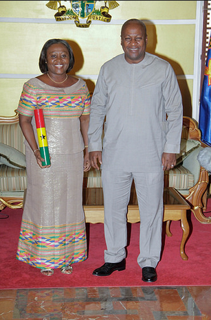 Mrs Martha Ama Akyaa Pobee with President Mahama