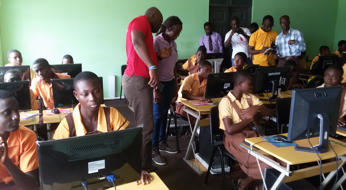 Some GIFEC staff inspect the ICT facilities at the Cape Coast School for the Deaf