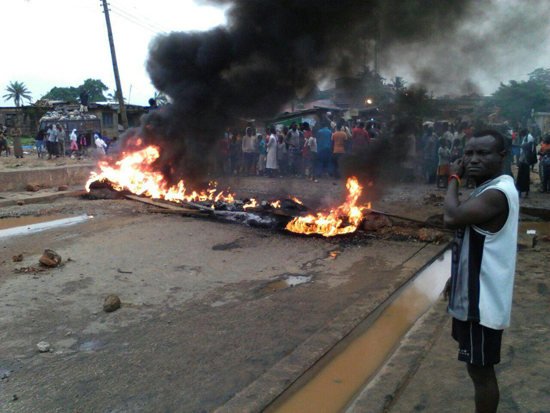 They blocked the main road burnt vehicles tyres and prevented vehicular movement They blocked the main road burnt vehicles tyres and prevented vehicular movement